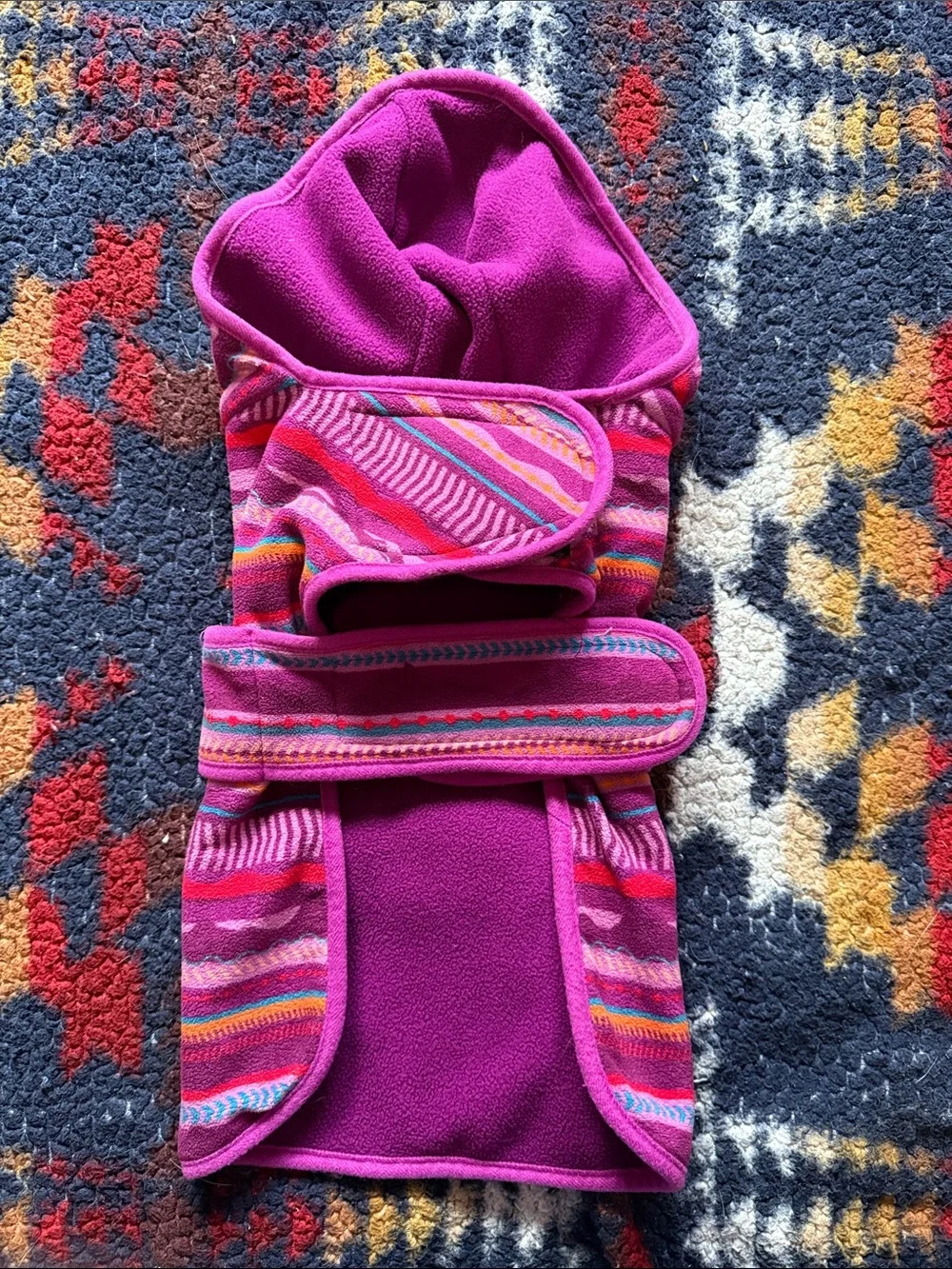 Wilderdog Pink Striped Hooded Dog Fleece Size Small